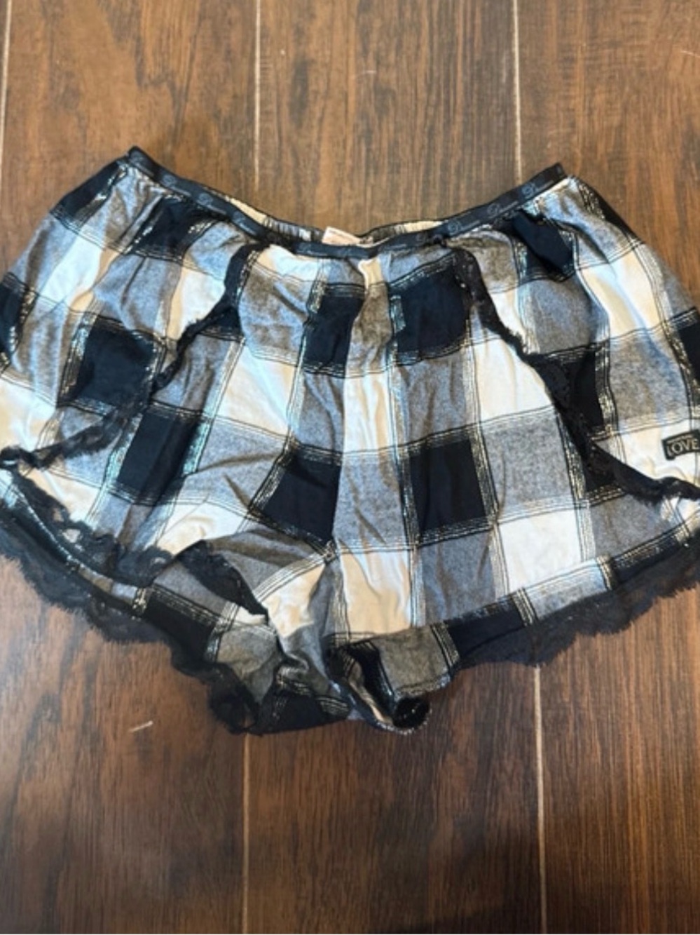 Victoria's Secret Black & White Plaid Lounge Skort Shorts